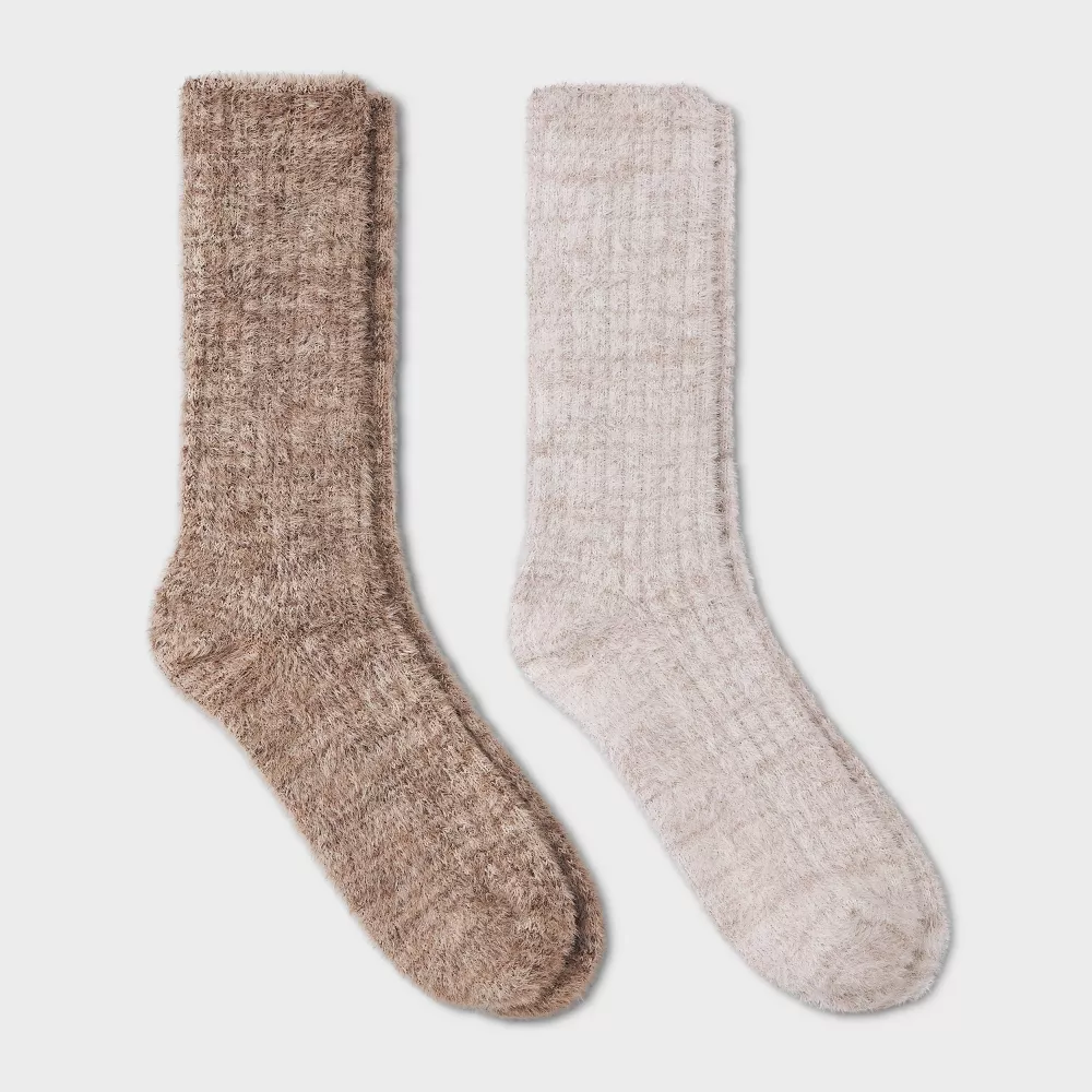 

Женские носки Feather Cozy Crew Socks, 2 пары - Auden, цвет Beige/Brown
