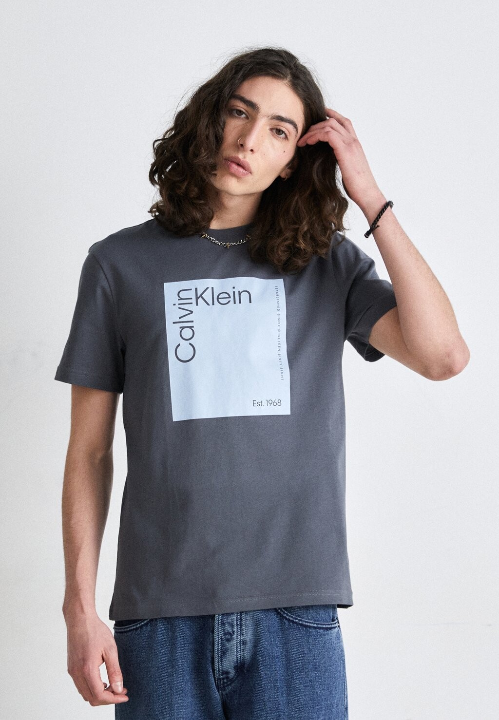 

футболка с принтом Square Logo Calvin Klein, цвет iron gate