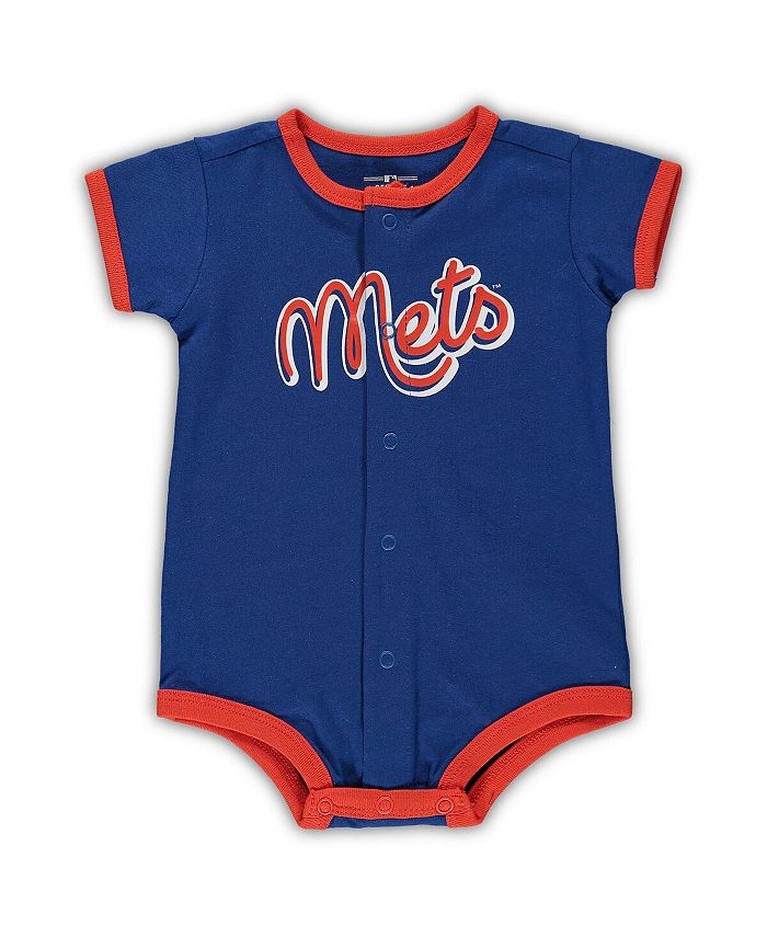 Комбинезон Royal New York Mets Stripe Power Hitter для новорожденных Outerstuff, синий мужская белая атласная университетская куртка с длинными кнопками new york mets city collection mitchell