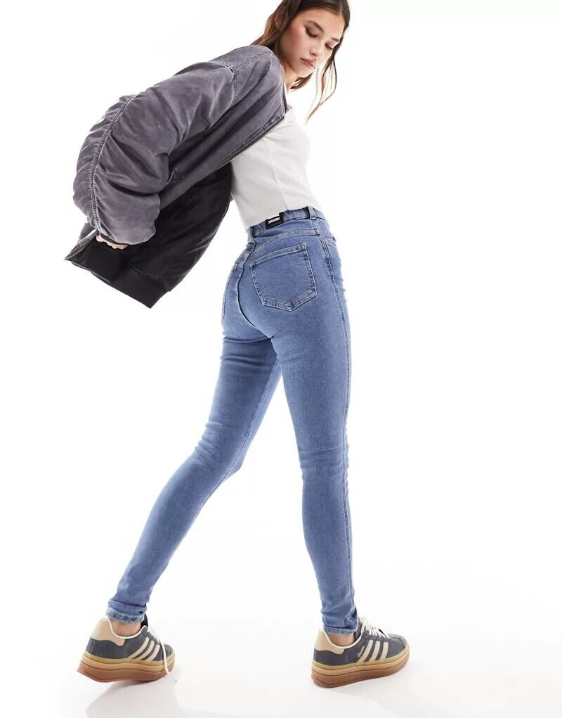 

Доктор Denim Однотонные голубые джинсы скинни с завышенной талией Moxy Dr Denim