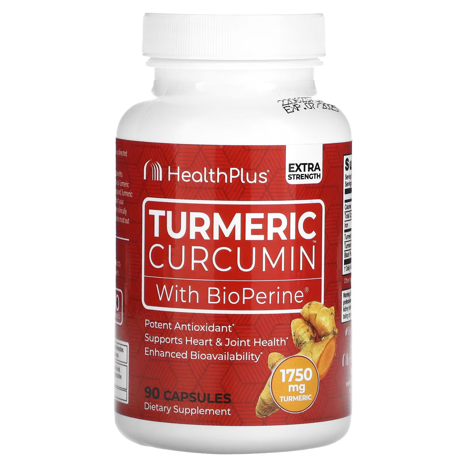 Куркумин Health Plus Inc. BioPerine Extra Strength, 90 капсул