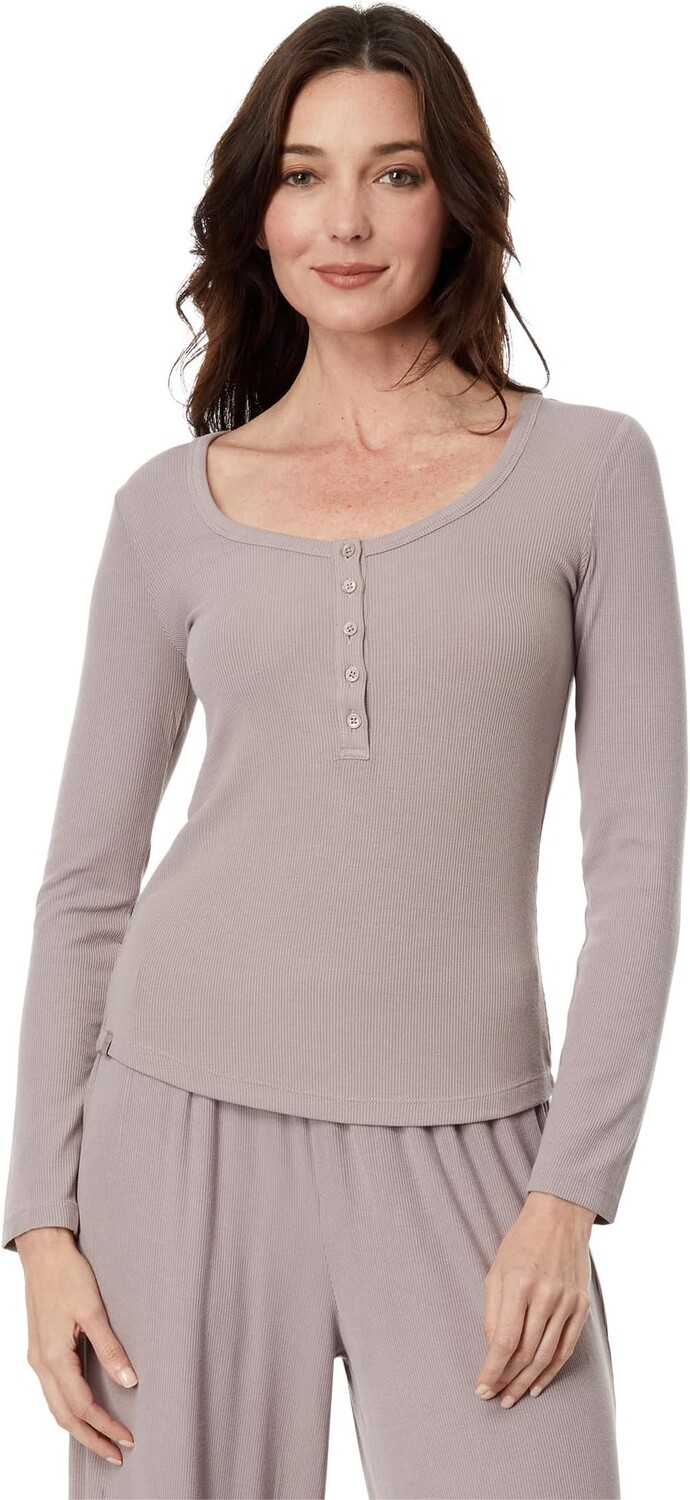 

Malibu Collection Ультрамягкая футболка в рубчик с длинными рукавами Barefoot Dreams, цвет Deep Taupe
