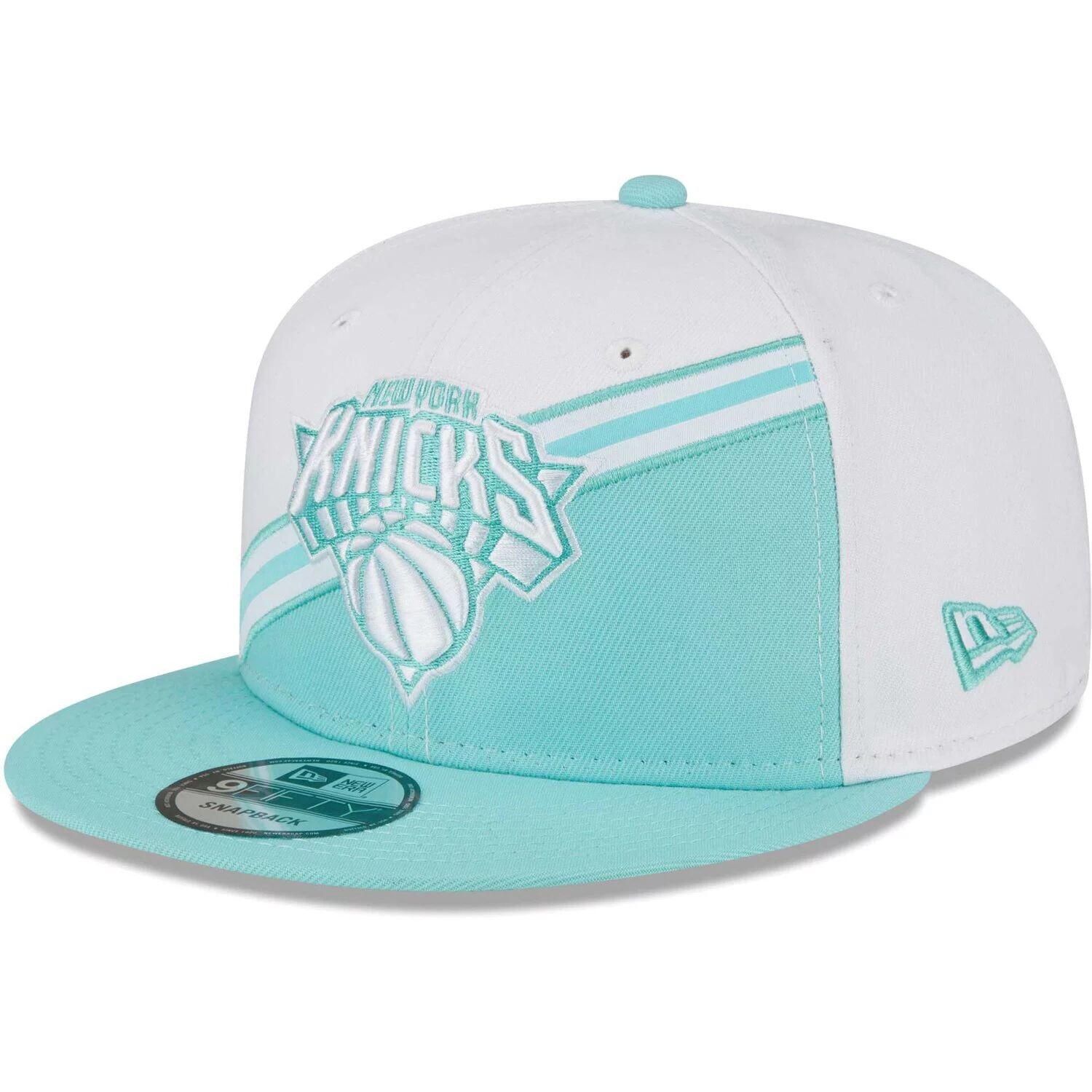 

Мужская кепка New Era белого/бирюзового цвета New York Knicks с диагональным разрезом 9FIFTY Snapback