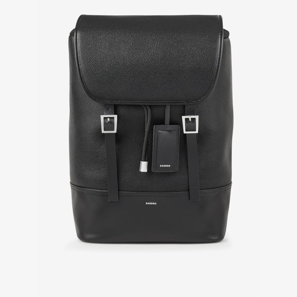 Рюкзак из искусственной кожи с пряжкой и логотипом Sandro, цвет noir / gris