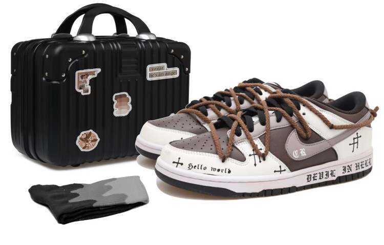

Кроссовки для скейтбординга Dunk мужские низкие коричневые/белые Nike