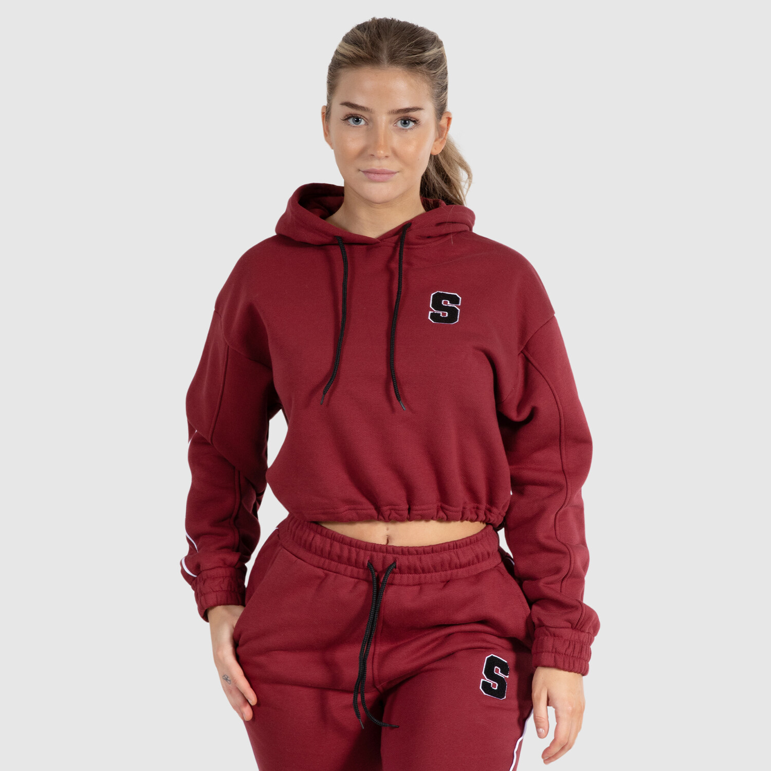 Толстовка SMILODOX Crop Hoodie Rylanda, бордо