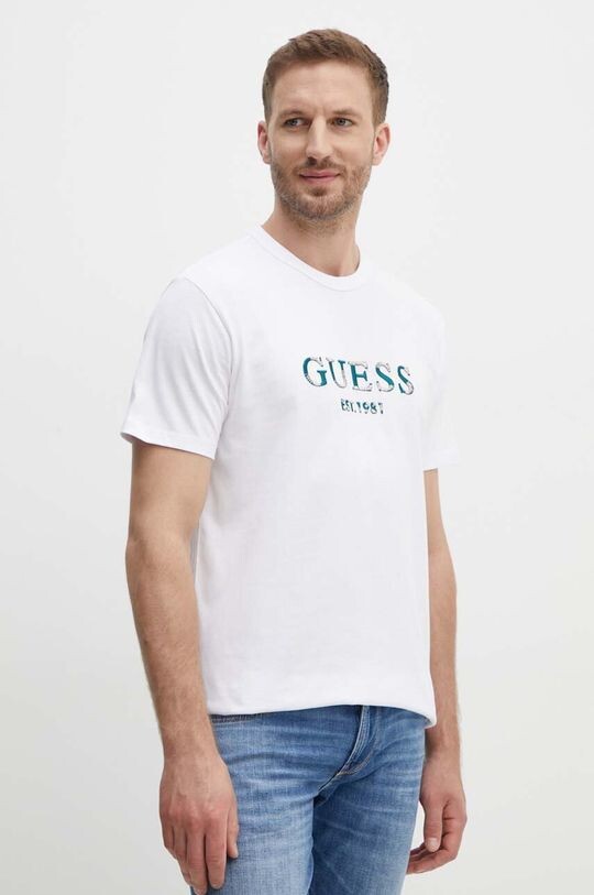 

Хлопковая футболка Guess, белый