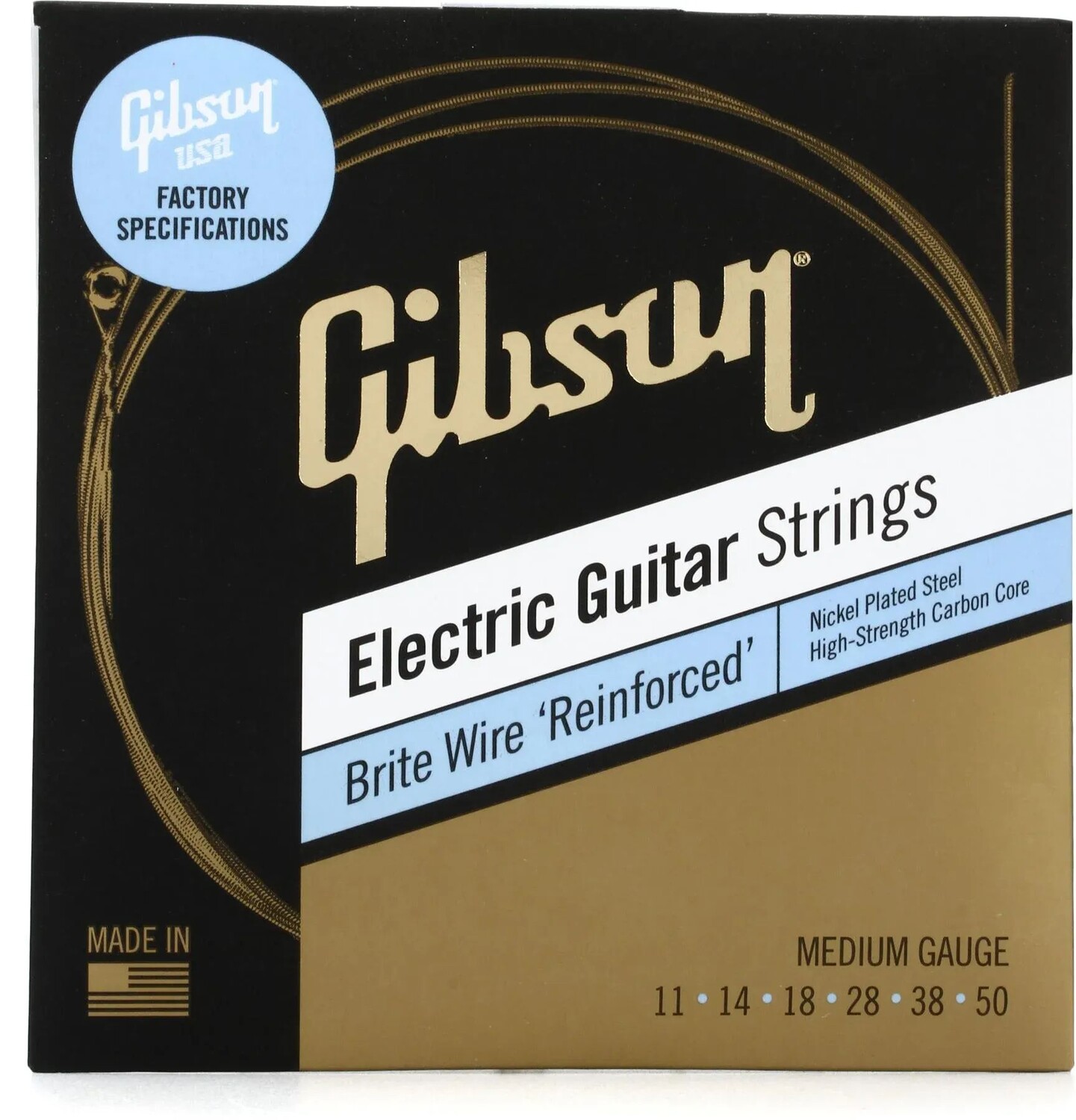 

Аксессуары Gibson SEG-BWR11 Усиленные струны для электрогитары Brite Wire — .011-.050, средние