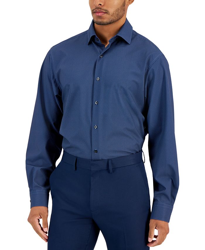 цена Мужская классическая рубашка обычного кроя с геопринтом из клена Alfani, цвет Navy