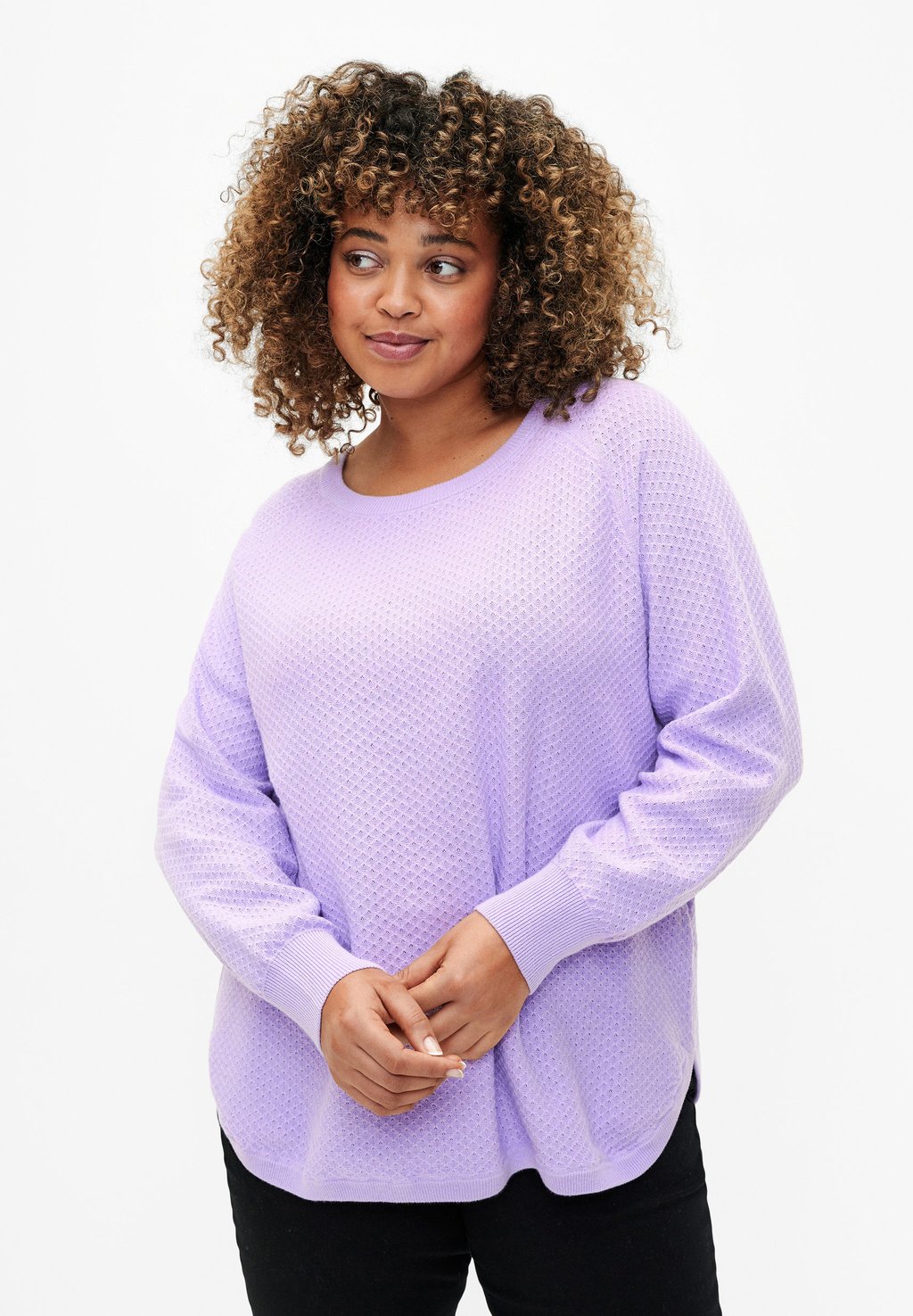 Вязаный свитер MIT STRUKTURMUSTER Zizzi, цвет lavender