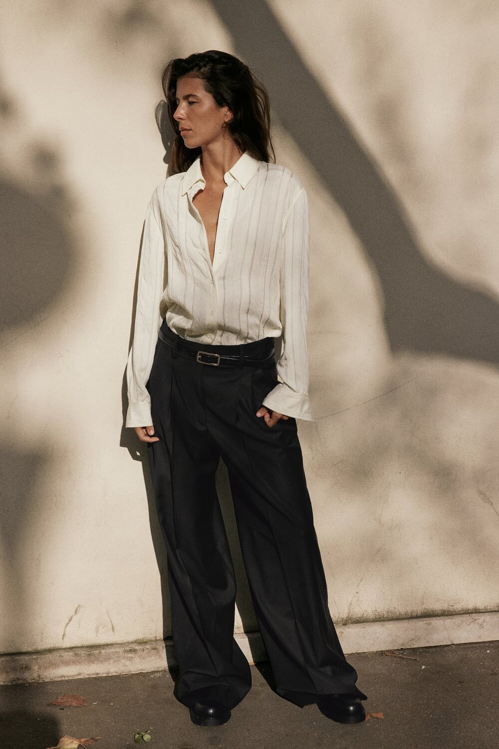 

Полосатая жаккардовая рубашка ZARA, белый