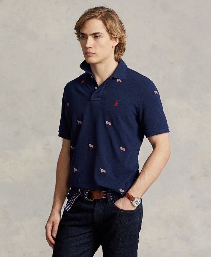 

Мужская рубашка-поло классического кроя с флагом Polo Ralph Lauren, мультиколор