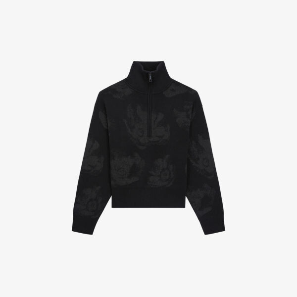 

Толстовка из смесовой шерсти с графичным узором и ребристой отделкой The Kooples, черный