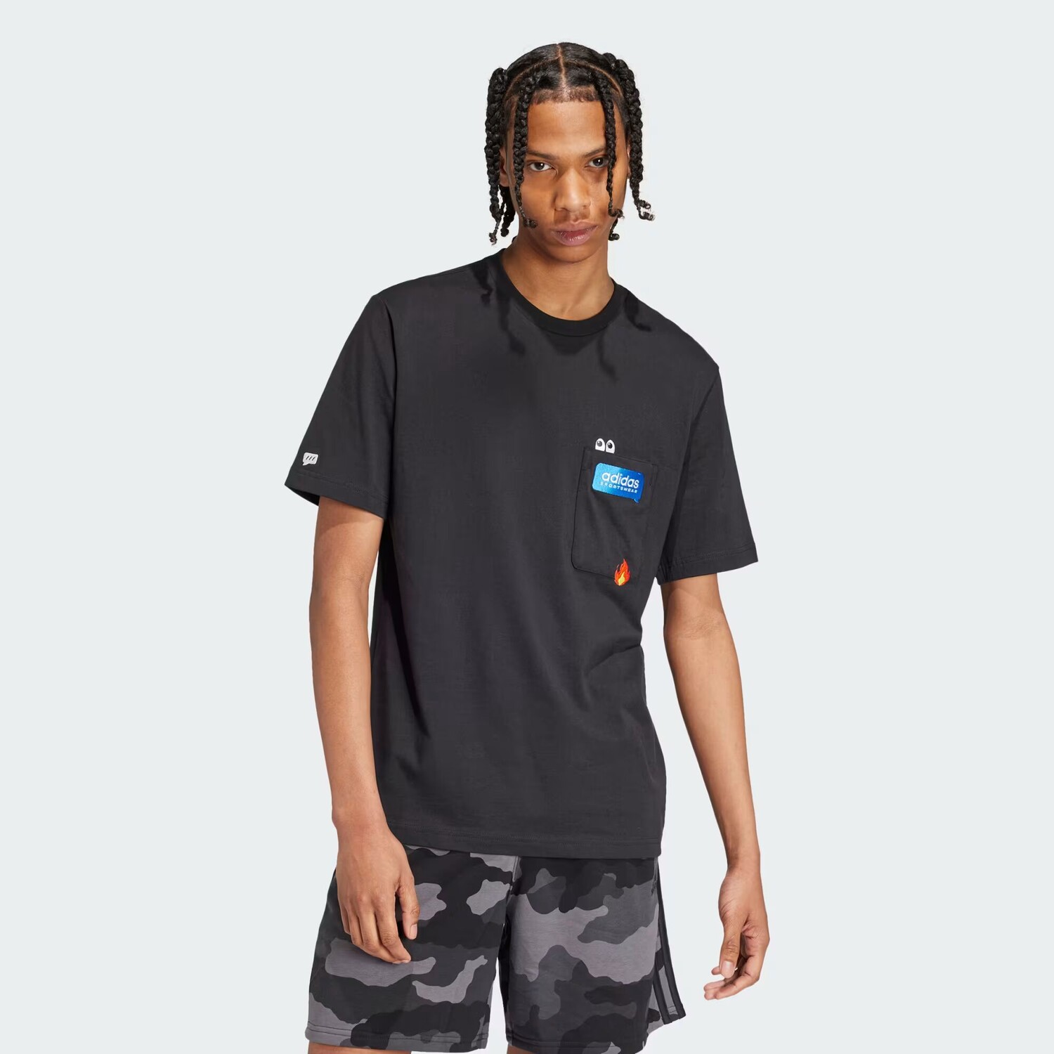 

Футболка с карманом и рисунком Remoji Adidas, цвет Black