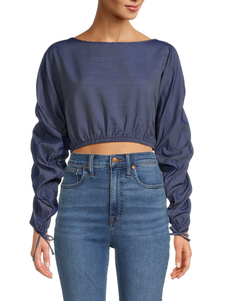 

Укороченный топ с длинными рукавами Renee C., цвет Denim