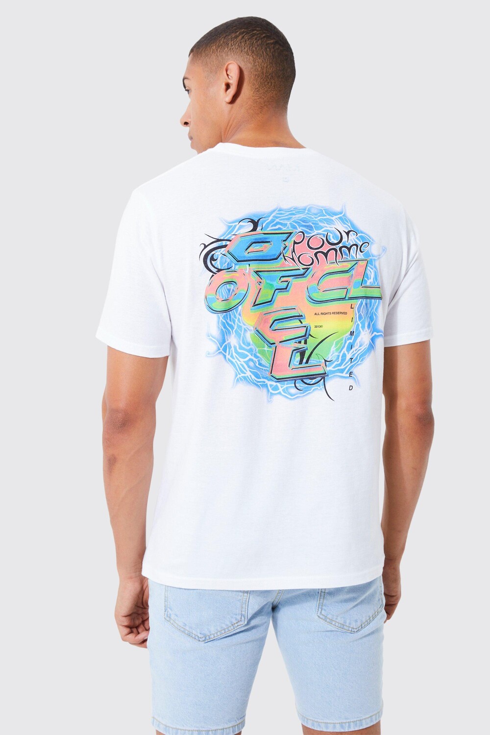 

Футболка с молненным принтом chrome pour homme Boohoo, белый