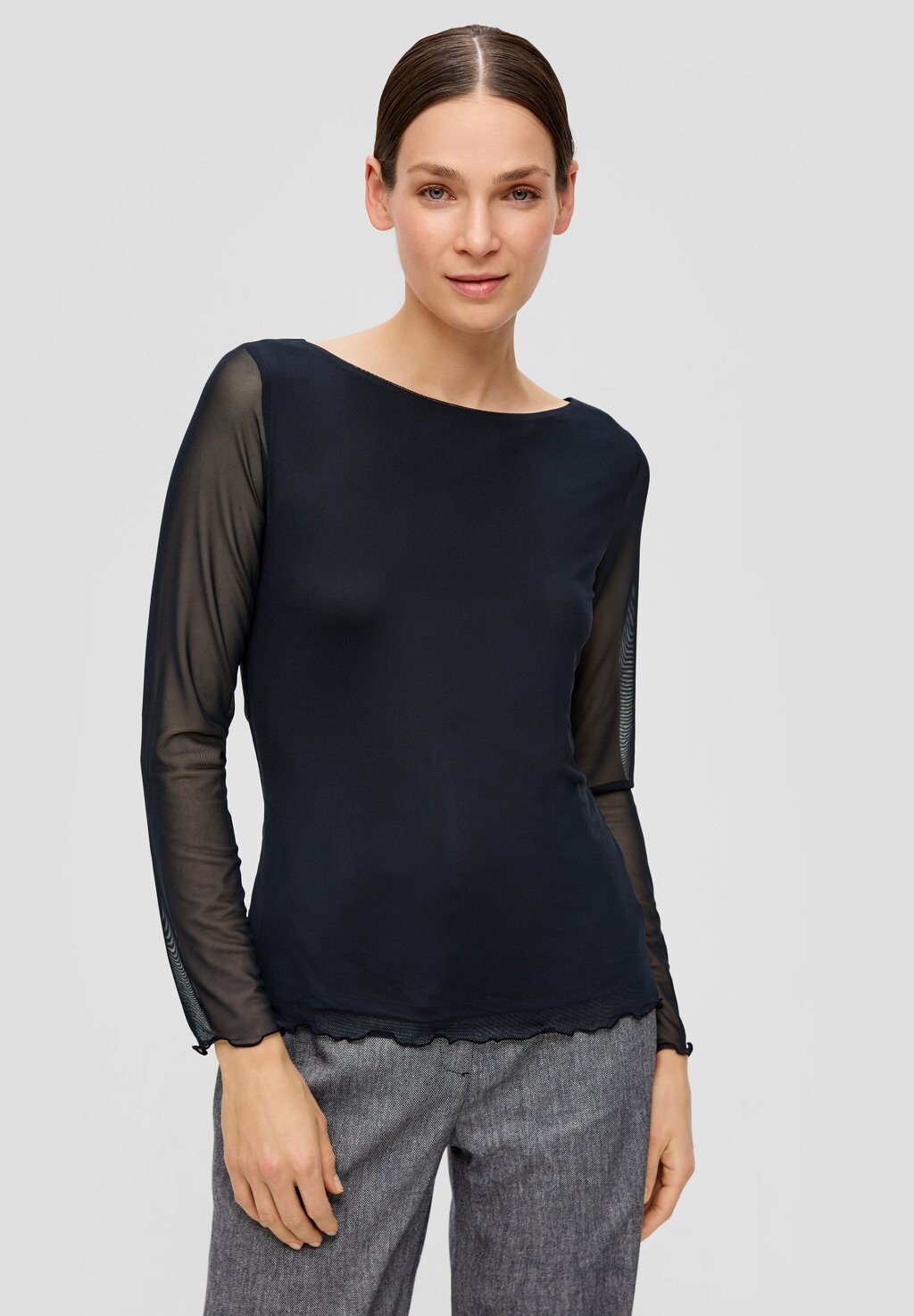 

Рубашка с длинным рукавом LONGSLEEVE U BOOT AUSSCHNITT s.Oliver BLACK LABEL, цвет navy