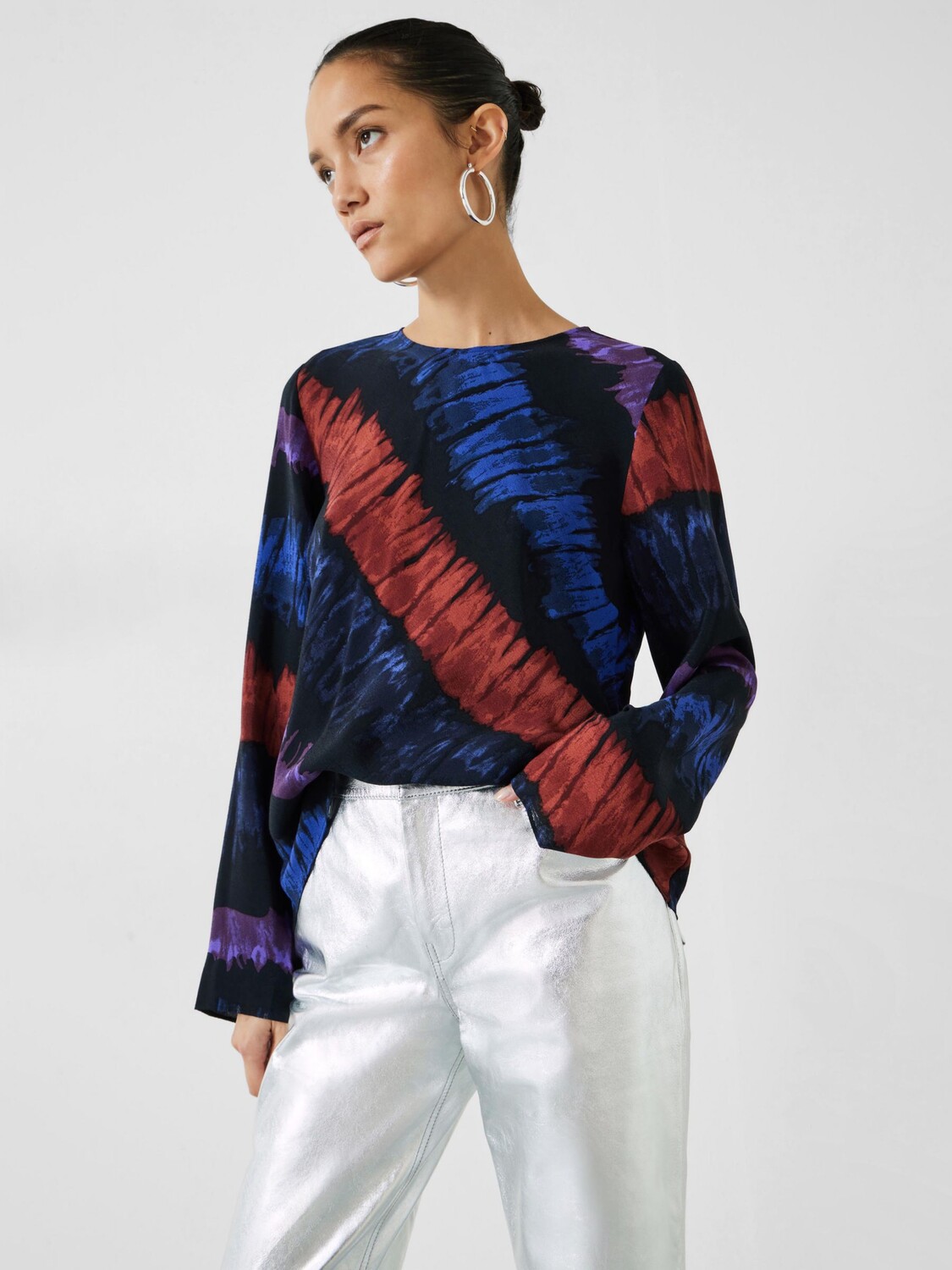 

Драпированный топ в полоску Theia Tie Dye Stripes HUSH, мульти