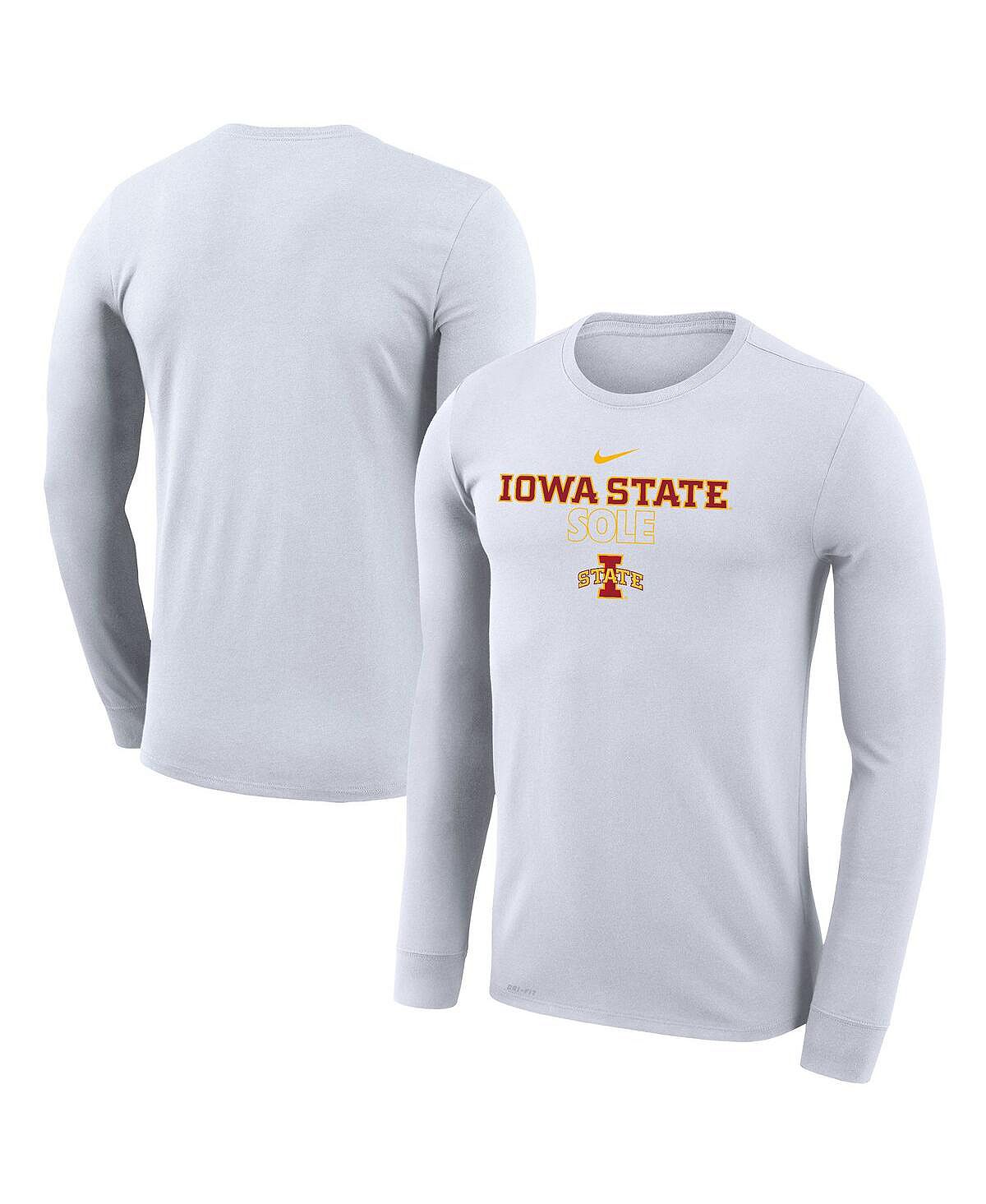 Мужская белая футболка с длинным рукавом Iowa State Cyclones On Court Bench Nike