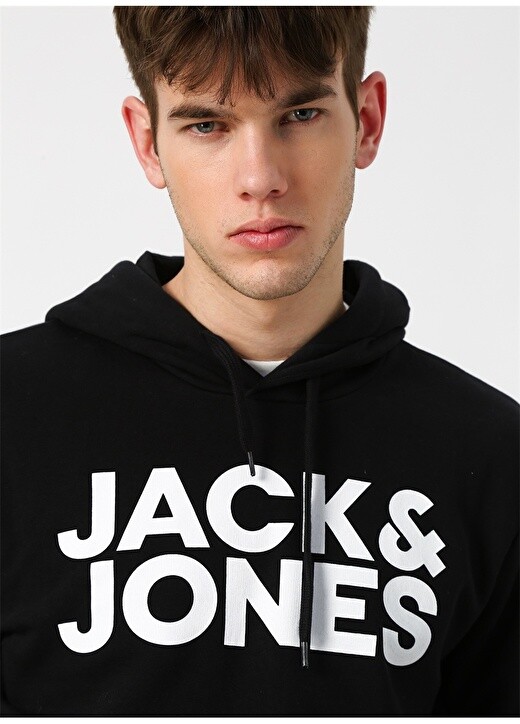 

Черная мужская толстовка стандартного кроя с капюшоном Jack & Jones, Черный