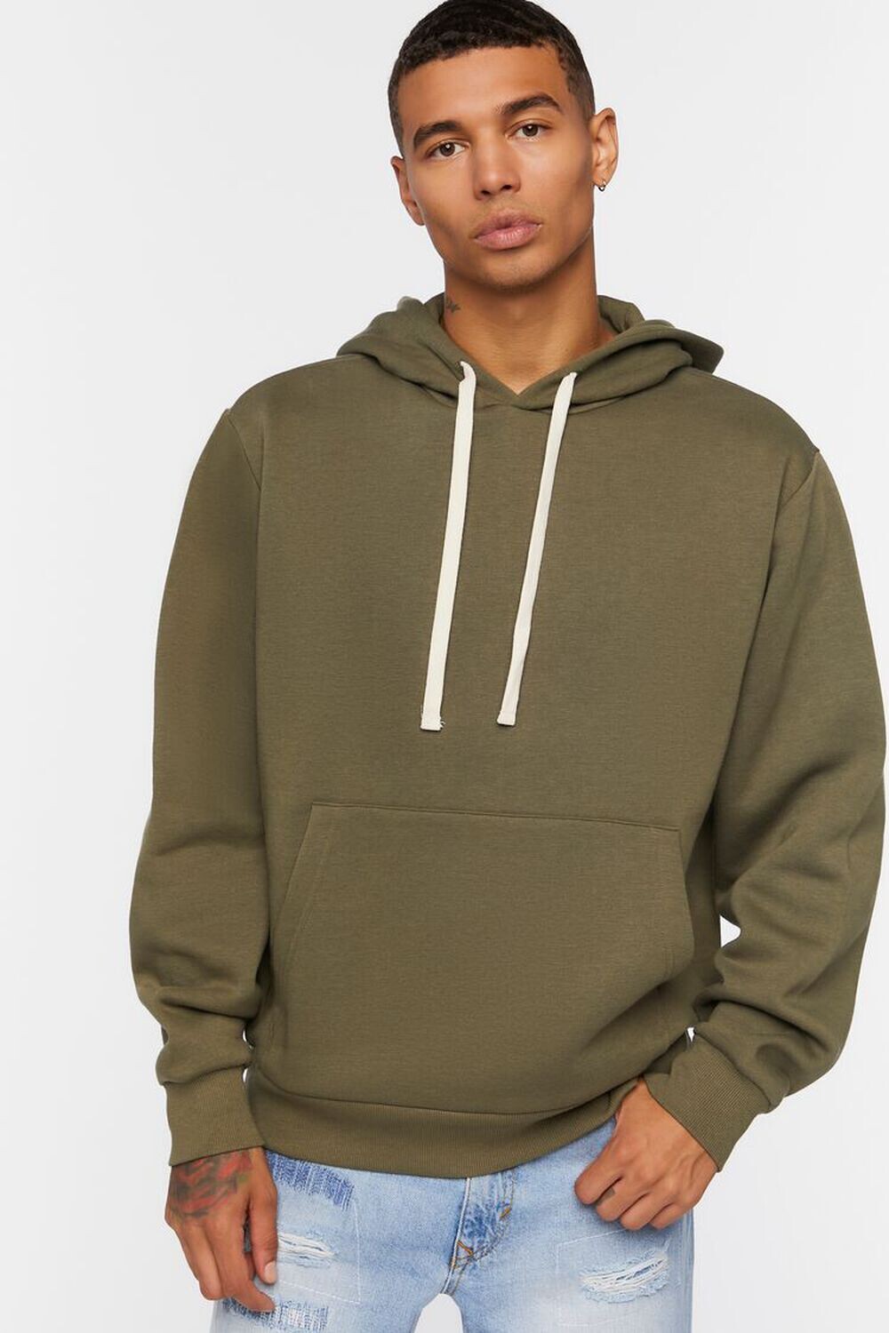 

Флисовая толстовка с завязками Forever 21, оливковый, Зеленый