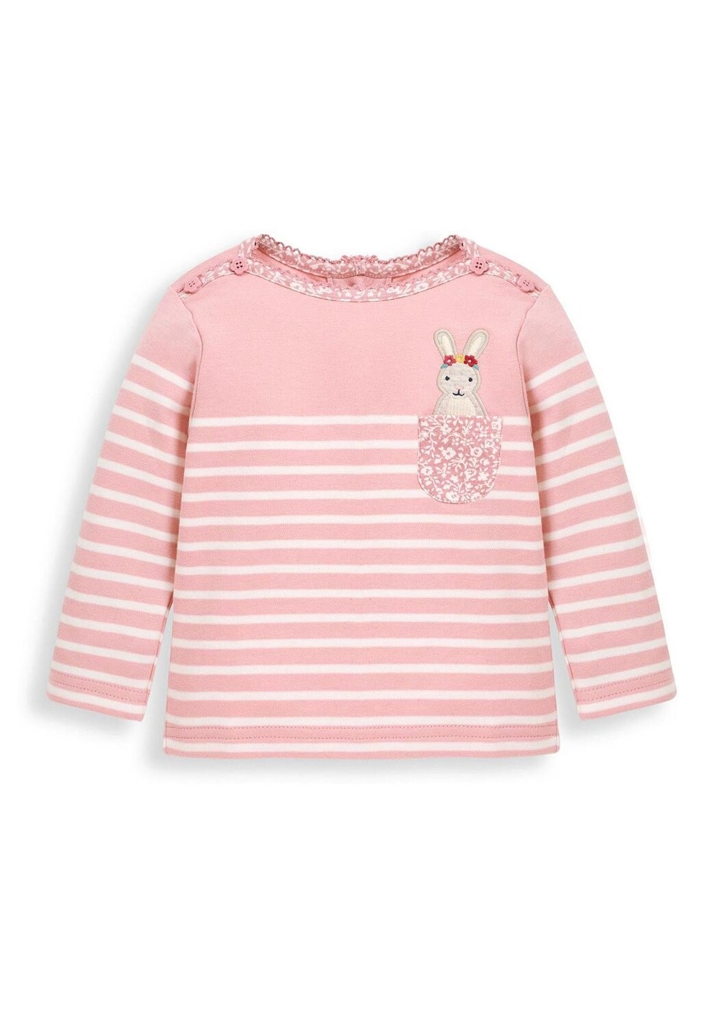 

Футболка с длинным рукавом Bunny Pocket Breton JoJo Maman Bébé, розовый