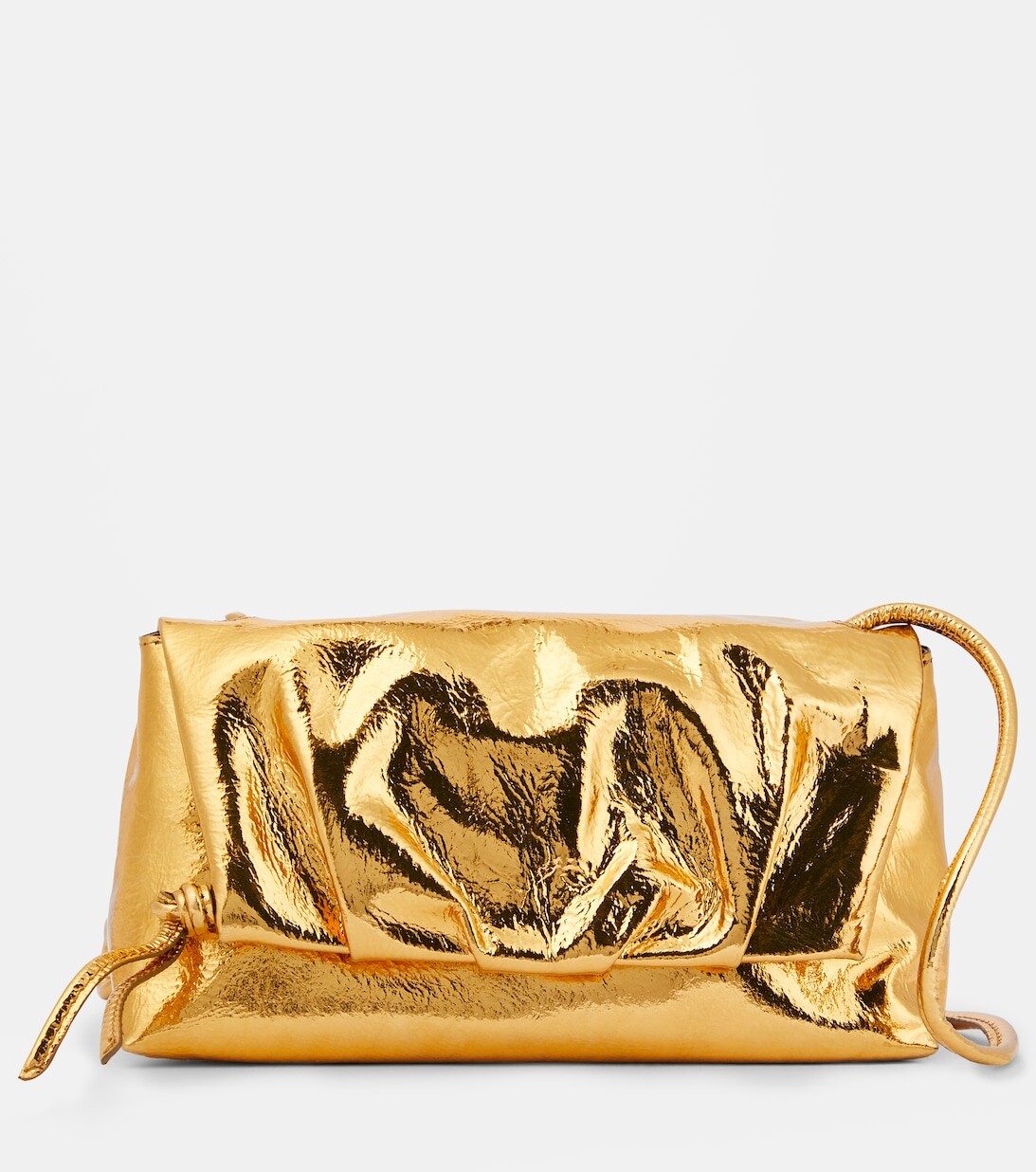 

Сумка через плечо из металлизированной кожи Dries Van Noten, золотой