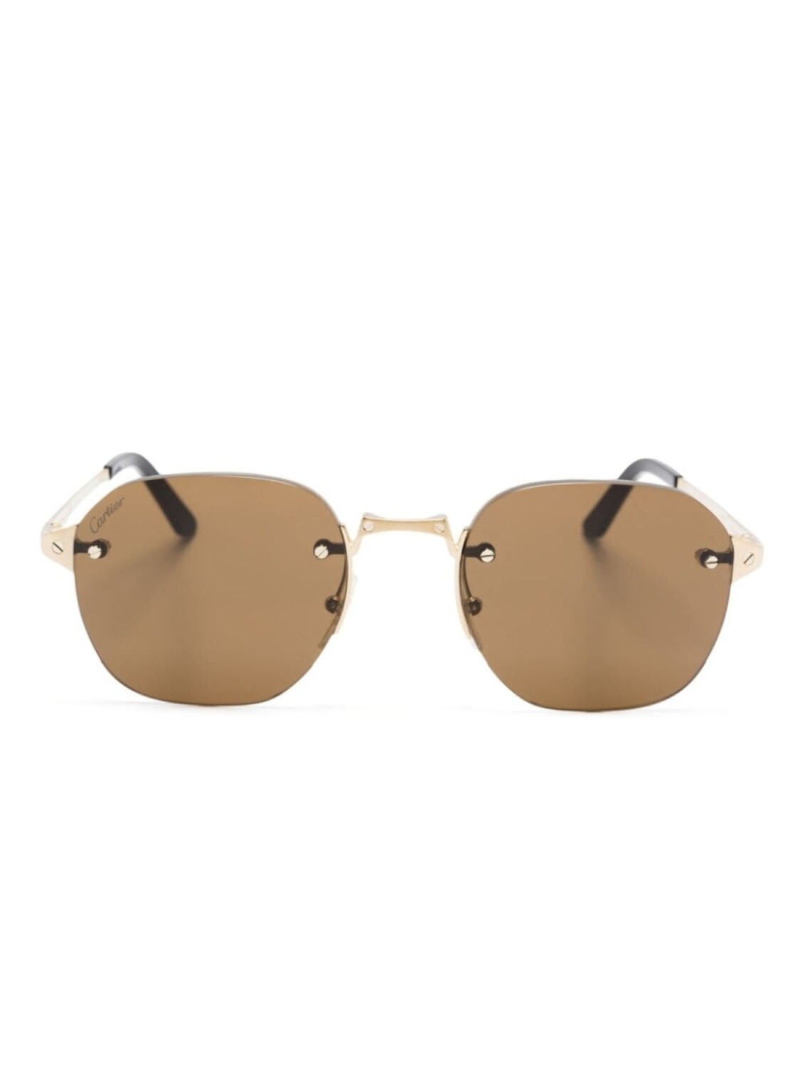 

Cartier Eyewear солнцезащитные очки Santos в круглой оправе, золотистый