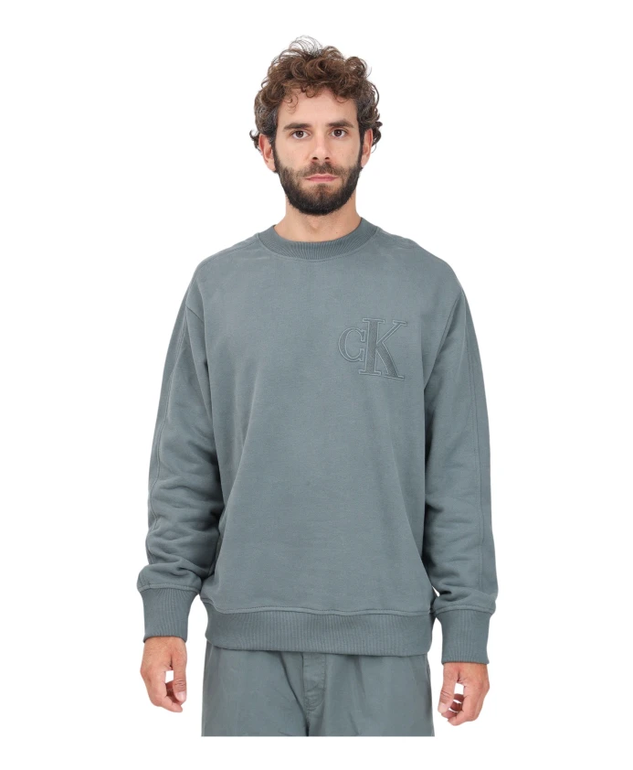 

Свитер с круглым вырезом и монограммой ck Calvin Klein Jeans, серый