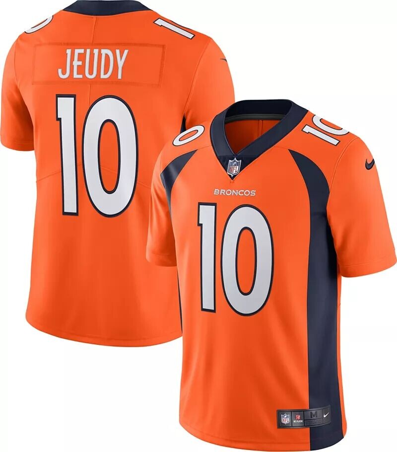 

Мужская оранжевая майка Nike Denver Broncos Jerry Jeudy #10 Vapor Limited