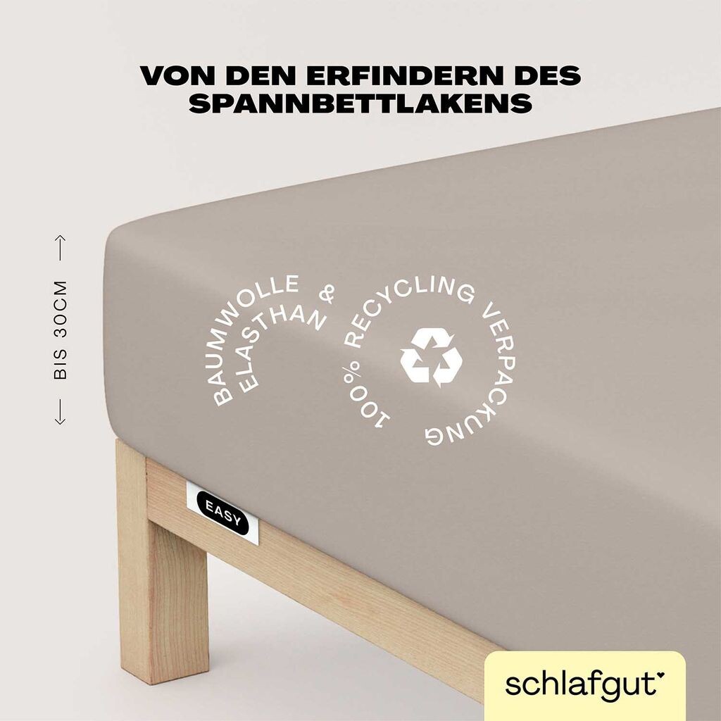 

Schlafgut Easy Jersey Простыня на подгонке с эластаном 140x200 – 160x220 см Простыня песочного цвета средней длины из смеси хлопка