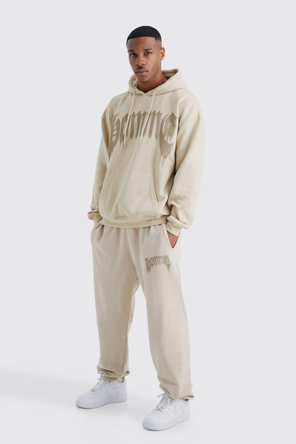 

Спортивный костюм с капюшоном oversize gothic homme Boohoo, песочный