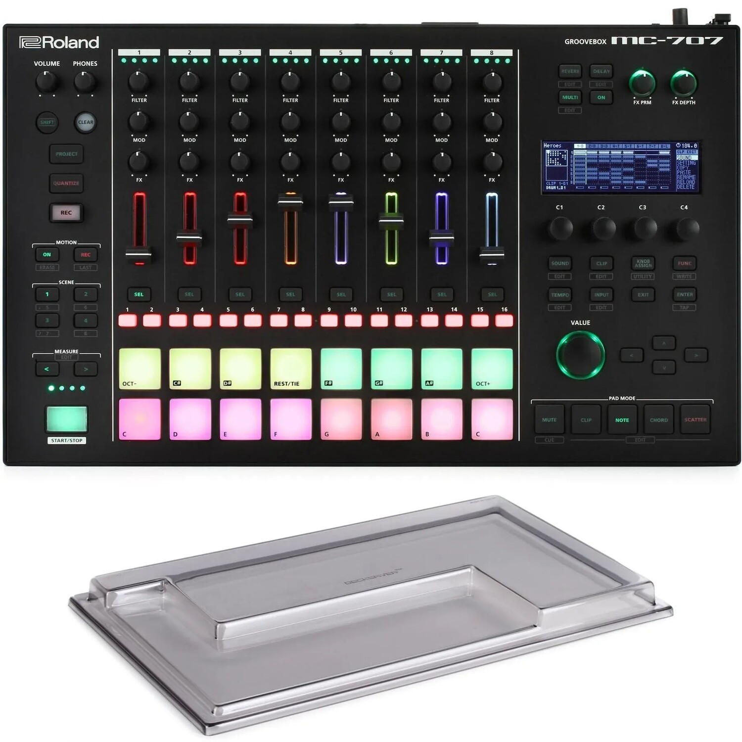 

Roland MC-707 8-дорожечный грувбокс с крышкой Decksaver