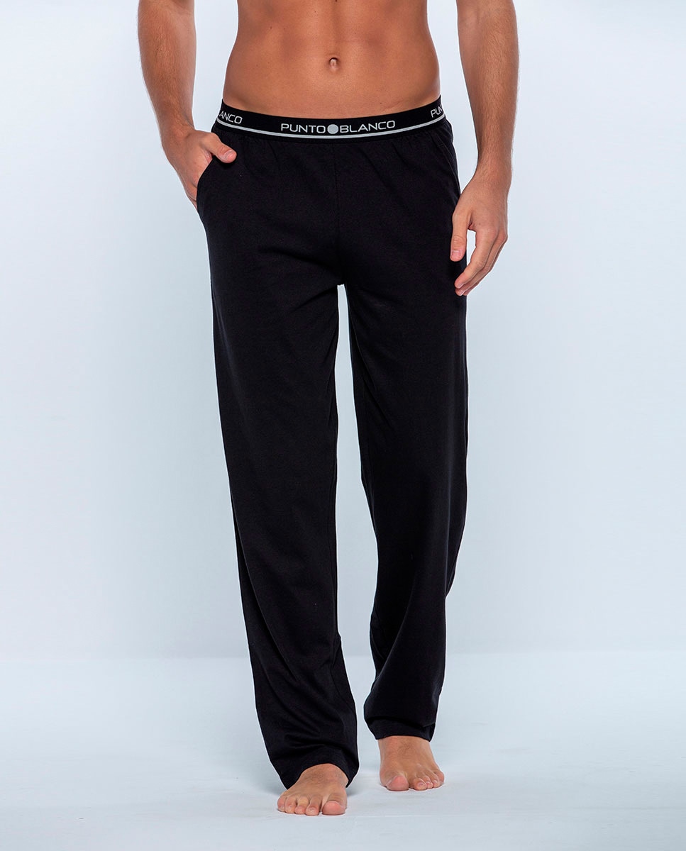 Длинные мужские пижамные штаны из 100% чесаного хлопка Punto Blanco, черный
