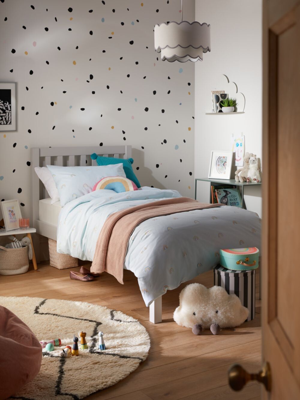 

Комплект пододеяльника и наволочки John Lewis Rainbow, одинарный, синий