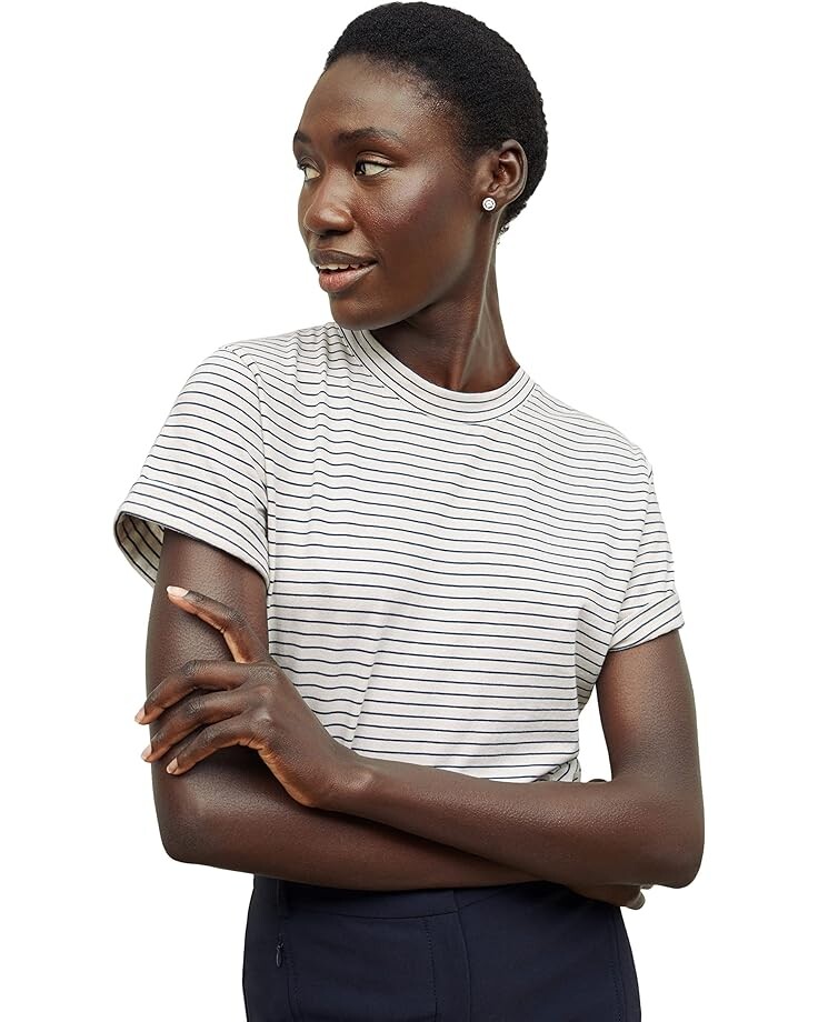 

Футболка M.M.LaFleur Leslie - Thin Striped Cotton, цвет Ivory/Coastline