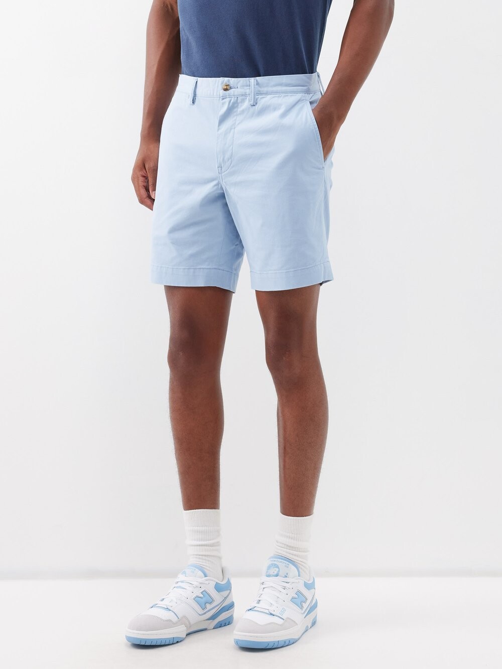 

Шорты с плоской передней частью из смесового хлопка Polo Ralph Lauren, синий