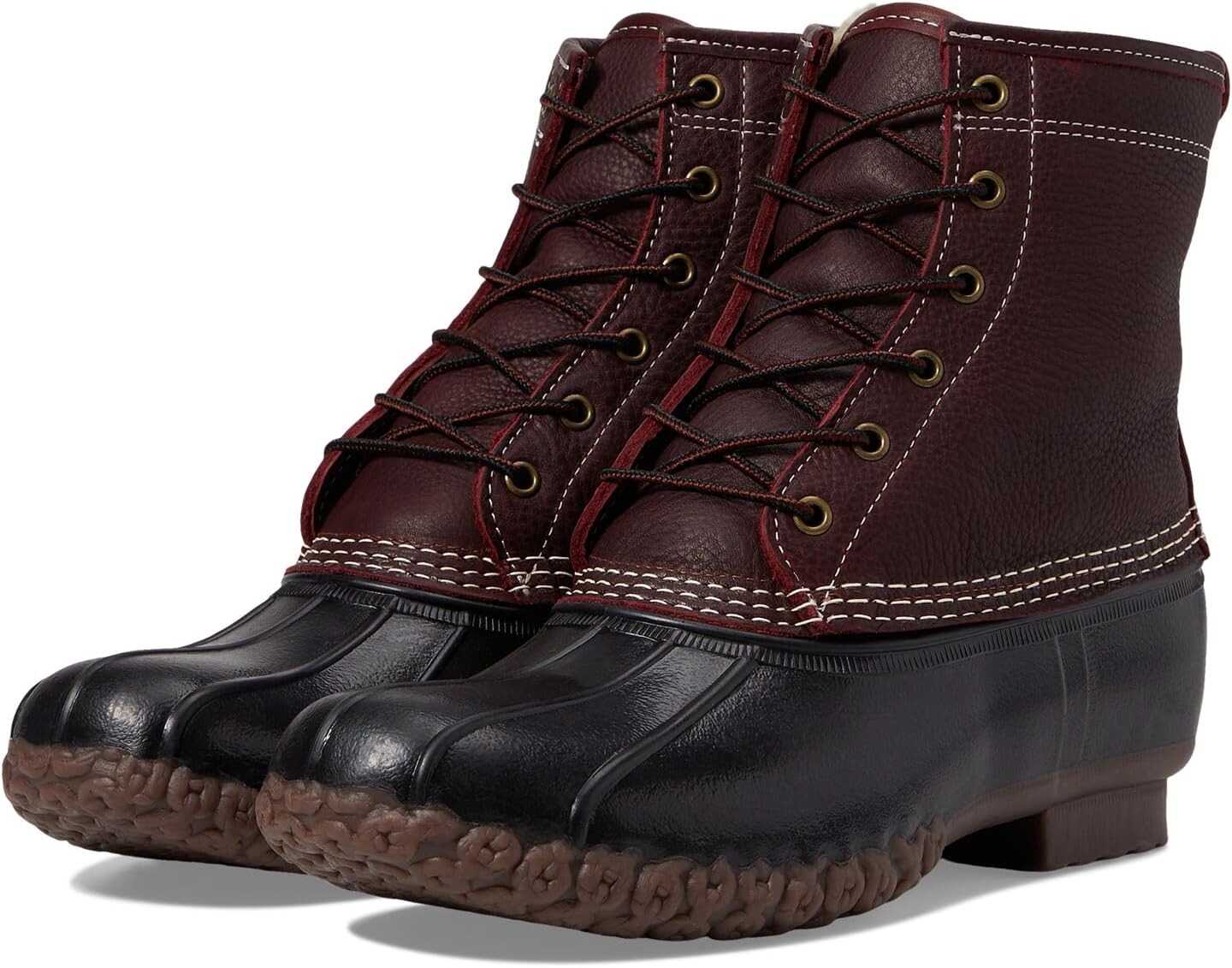 

Резиновые сапоги Bean Boot 8" Tumbled Leather Primaloft Shearling Lined L.L.Bean, цвет Burgundy/Black/Dark Gum