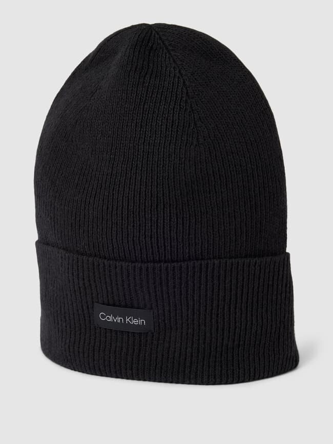 

Шапка с нашивкой-лейблом, модель Essential Calvin Klein, черный