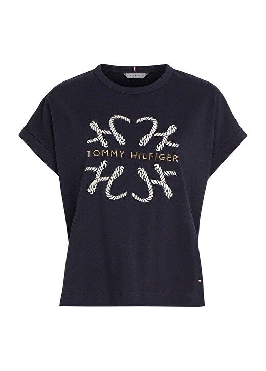 

Синяя женская футболка с круглым вырезом Tommy Hilfiger, Синий