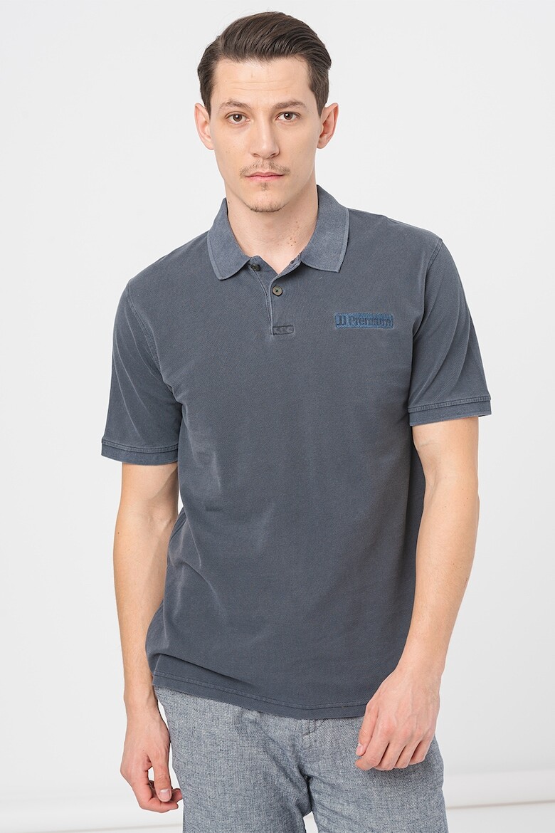 

Хлопковая футболка с воротником Jack & Jones, серый