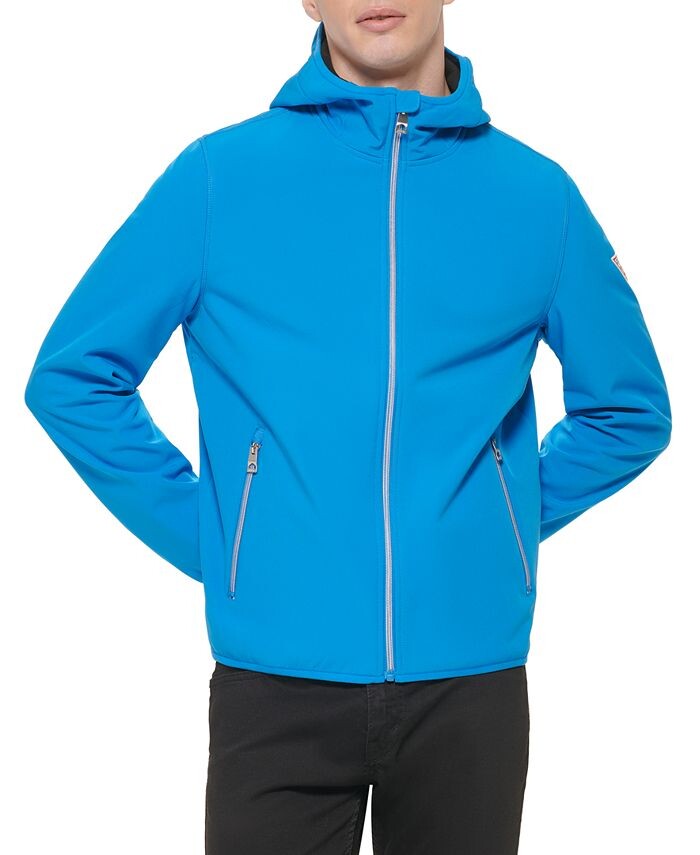 

Мужская куртка Soft Shell с капюшоном и молнией во всю длину GUESS, синий