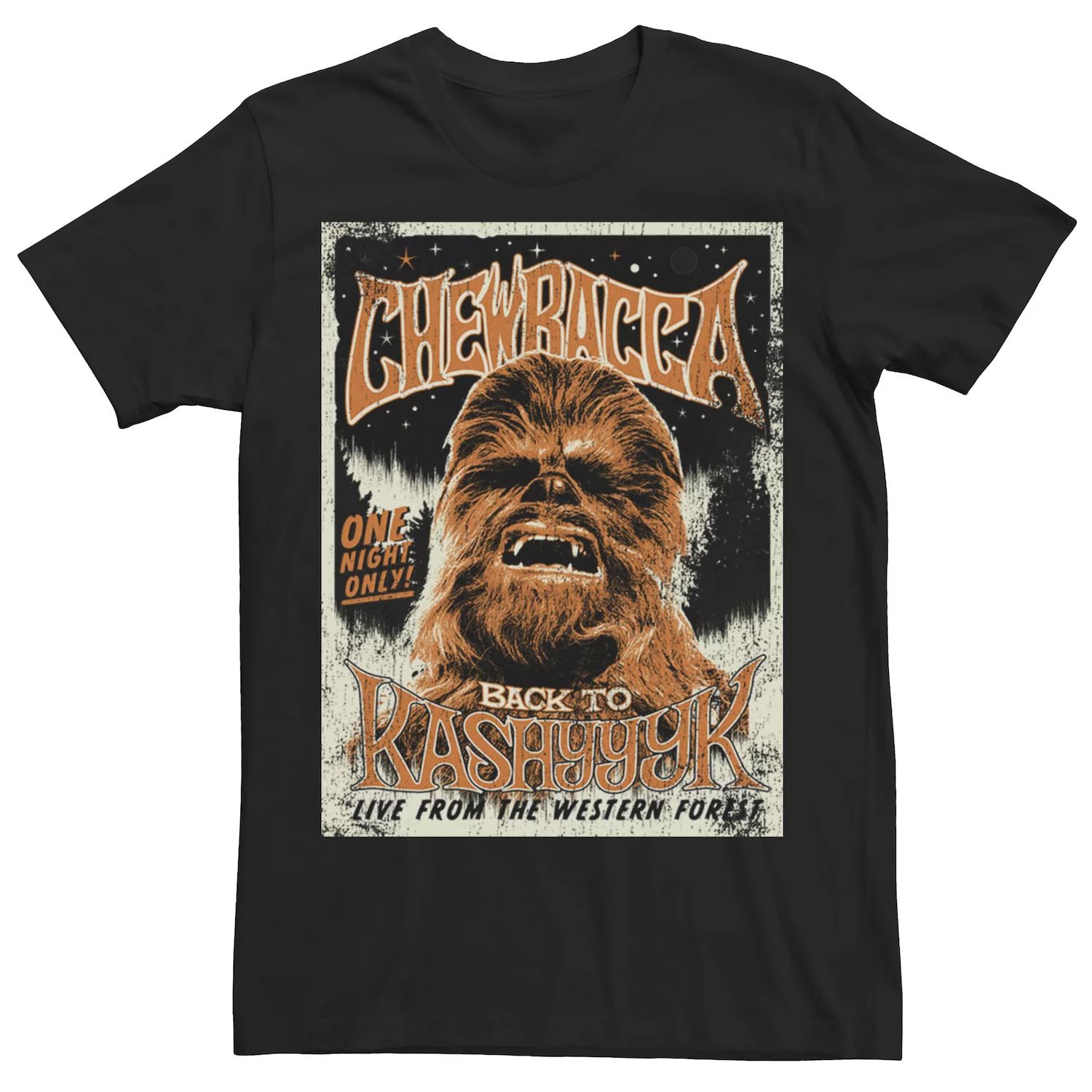 

Мужская винтажная футболка с плакатом к концерту «Звездные войны Чубакка» Star Wars, черный