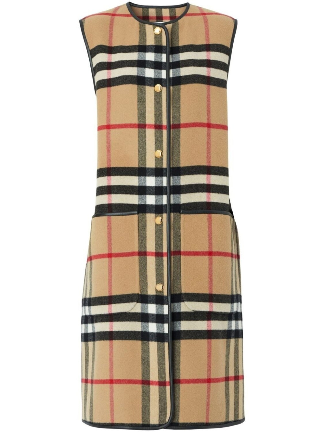 

Burberry длинный жилет в клетку Vintage Check, нейтральный цвет