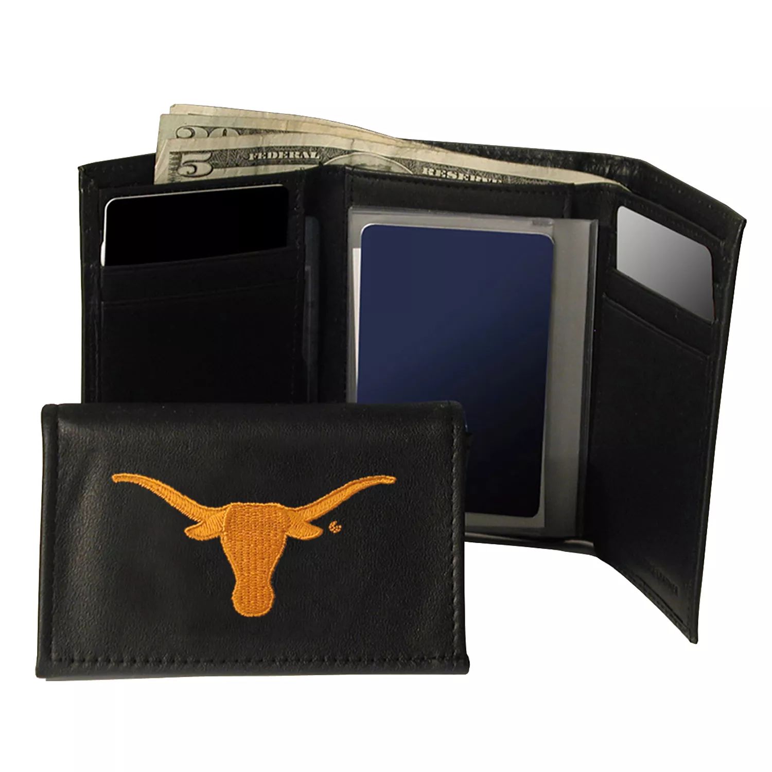 Кожаный кошелек Longhorns тройного сложения Техасского университета цена и фото