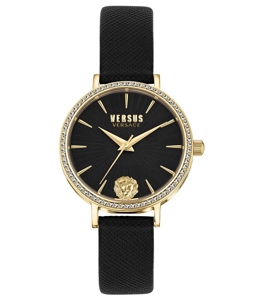

Versace Versus Versace Женские часы Mar Vista Crystal с черным кожаным ремешком, черный