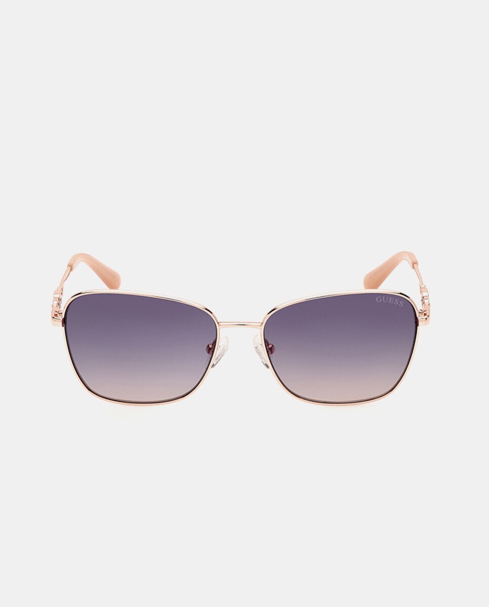 

Золотые квадратные женские солнцезащитные очки из металла Guess, золотой