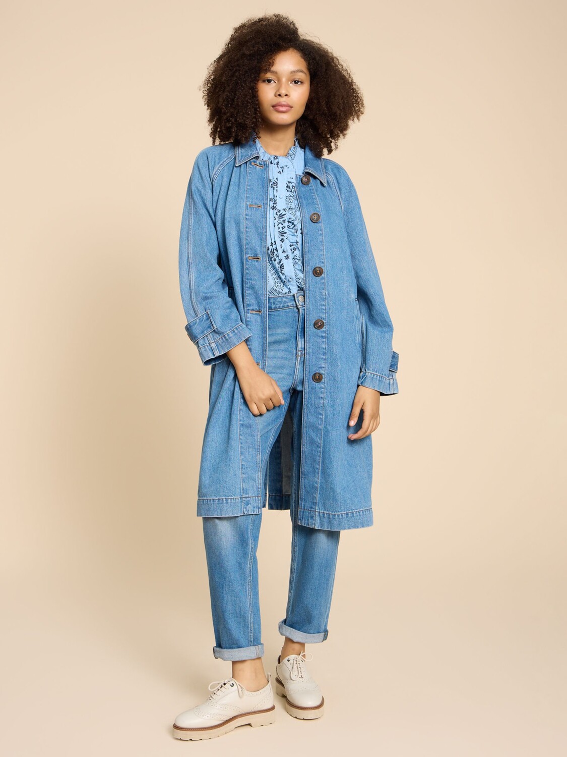 

Длинное джинсовое пальто Oakleigh White Stuff, синий
