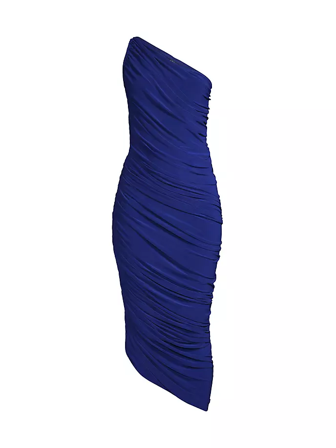 Платье на одно плечо со сборками Diana Norma Kamali, синий