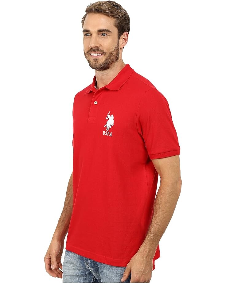 

Поло U.S. POLO ASSN. Solid Pique Polo, цвет Engine Red/White